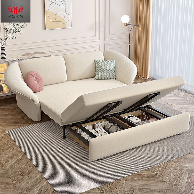 Sofá cama de almacenamiento multifuncional todo en uno doble propósito plegable tecnología moderna simple tela de lana cama retráctil doble