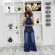 Cross-border Amazon summer new women's European and American style lapel neck single-breasted backless Denim jumpsuit trousers