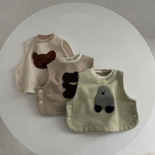 Korean version of ins newborn baby cute plush vest baby winter cute little animal style vest
