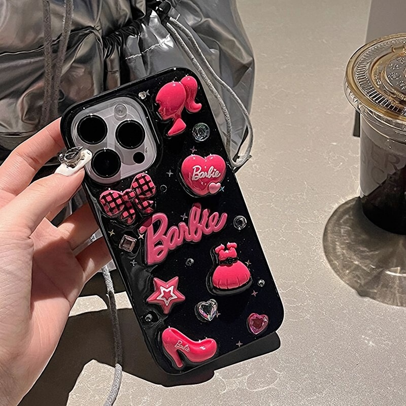 Y2K Hot Girl Stereo Pink Girl Phone Case Suitable for Apple 15Promax Iphone17 Glue-Resistant 11 Anti-Fall X