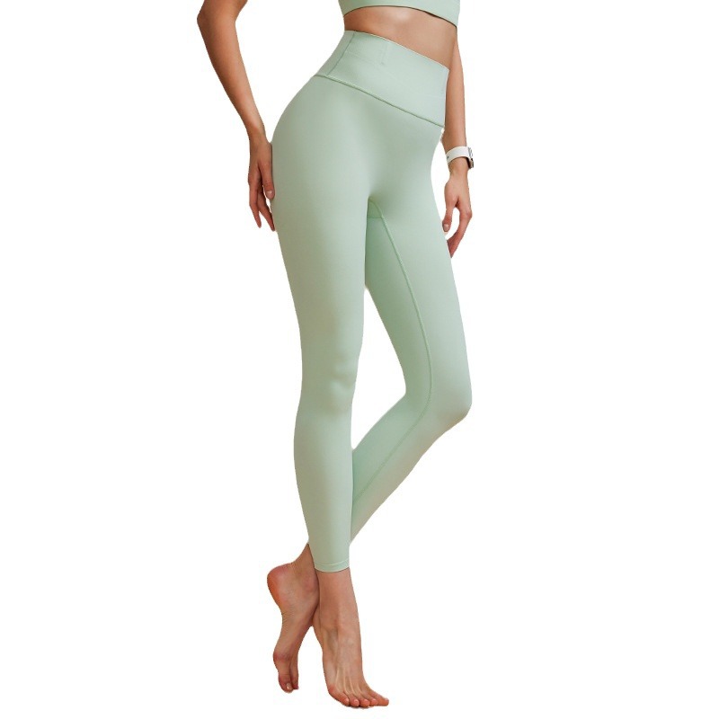 Nuevo actualizado pantalones de gelatina de silicona cintura-apretado Hip-lifting melocotón pantalones de yoga nude anti-curling deportes fitness Pantalones