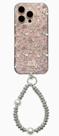 Rhinestone de plata semitransparente brillo flor púrpura conejo mj2