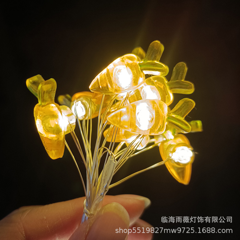 Zanahoria Conejo Cadena de luz Pascua LED de alambre de cobre Cadena de luz colorida forma de huevo luces de cadena vacaciones decorativas luces de colores transfronterizas