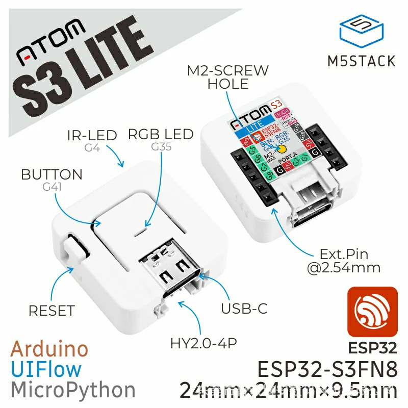 M5Stack ATOMS3 Lite 开发套件ESP32-S3FN8编程微型控制器物联网