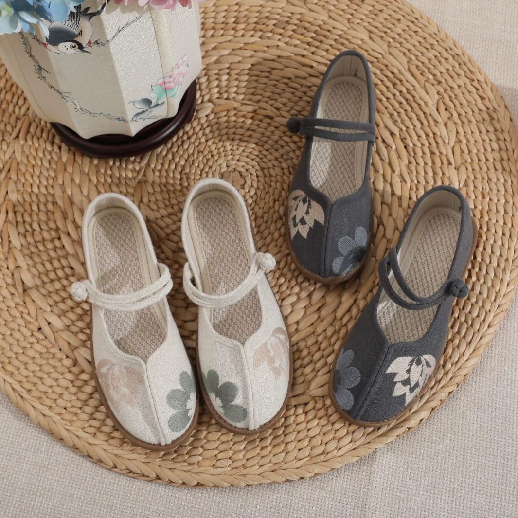 2025 новых старинных пекинских вышитых тканевых туфель от производителя, оптом, женские туфли в стиле династии Хань, этнический стиль, стиль чайной культуры