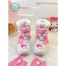 女童高筒厚底大棉保暖雪地靴皮面幼儿童女孩大童2025冬季新款防滑