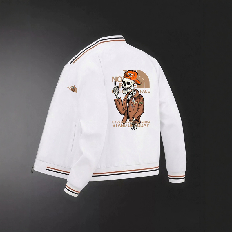 Cross-border new best-selling skull-print baseball jacket, men's casual zip-up outerwear, European style, trendy