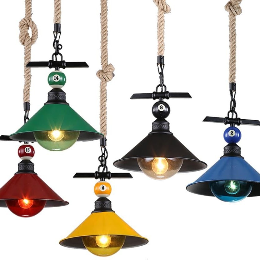 Transfronterizo Zhongshan lámparas de billar sala de lámparas retro cuerda de cáñamo lámpara de techo lámpara de comedor lámpara de decoración para el hogar lámpara de viento retro