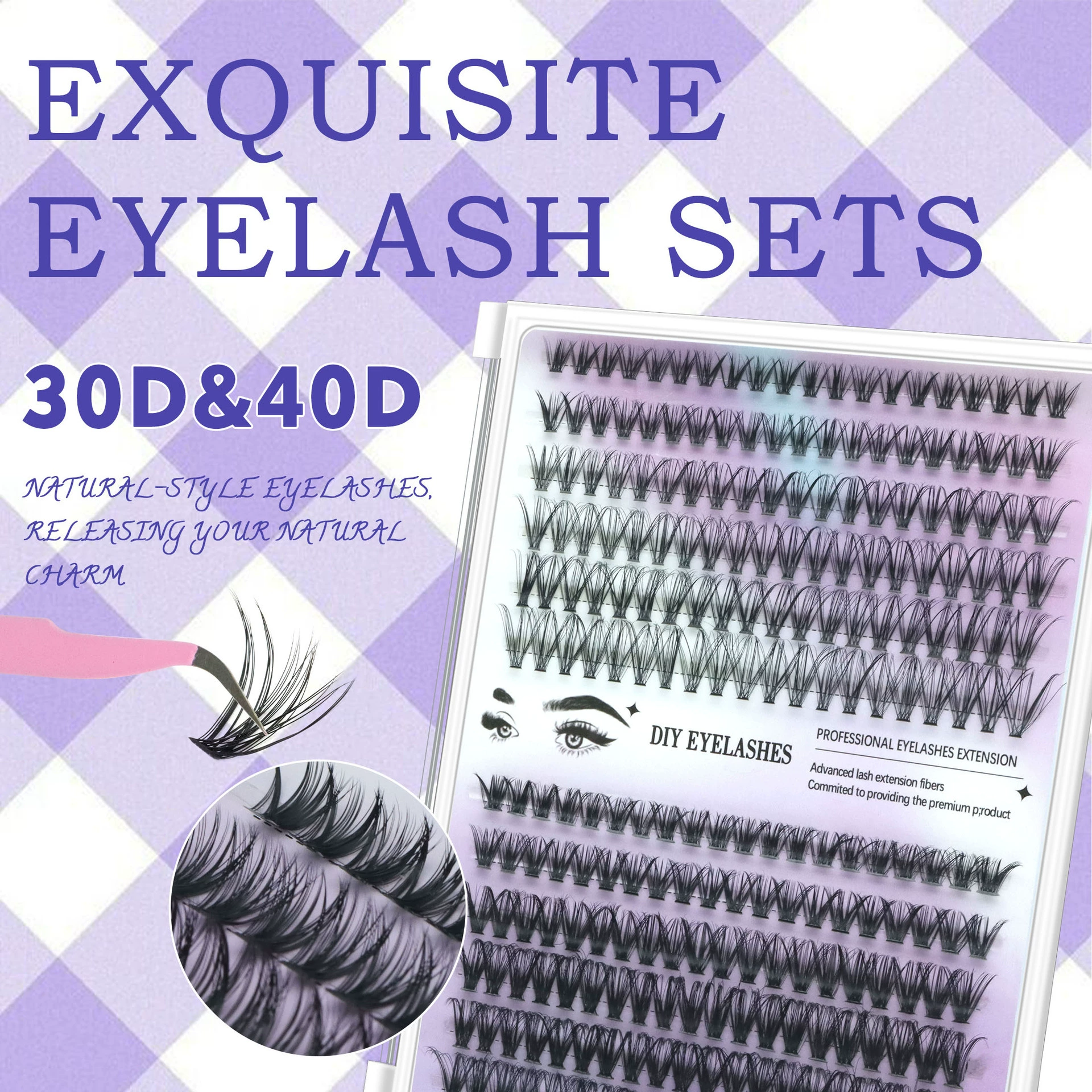 False eyelashes, set, glue for eyelashes
