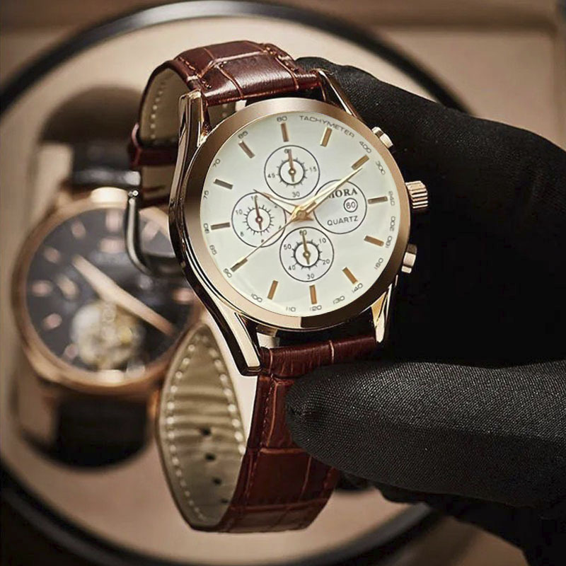 2026 Foreign Trade Product Mechanical Men's Six-Hand Chronograph Watch, Manufacturer Wholesale Classic Leather Strap_voghion.com