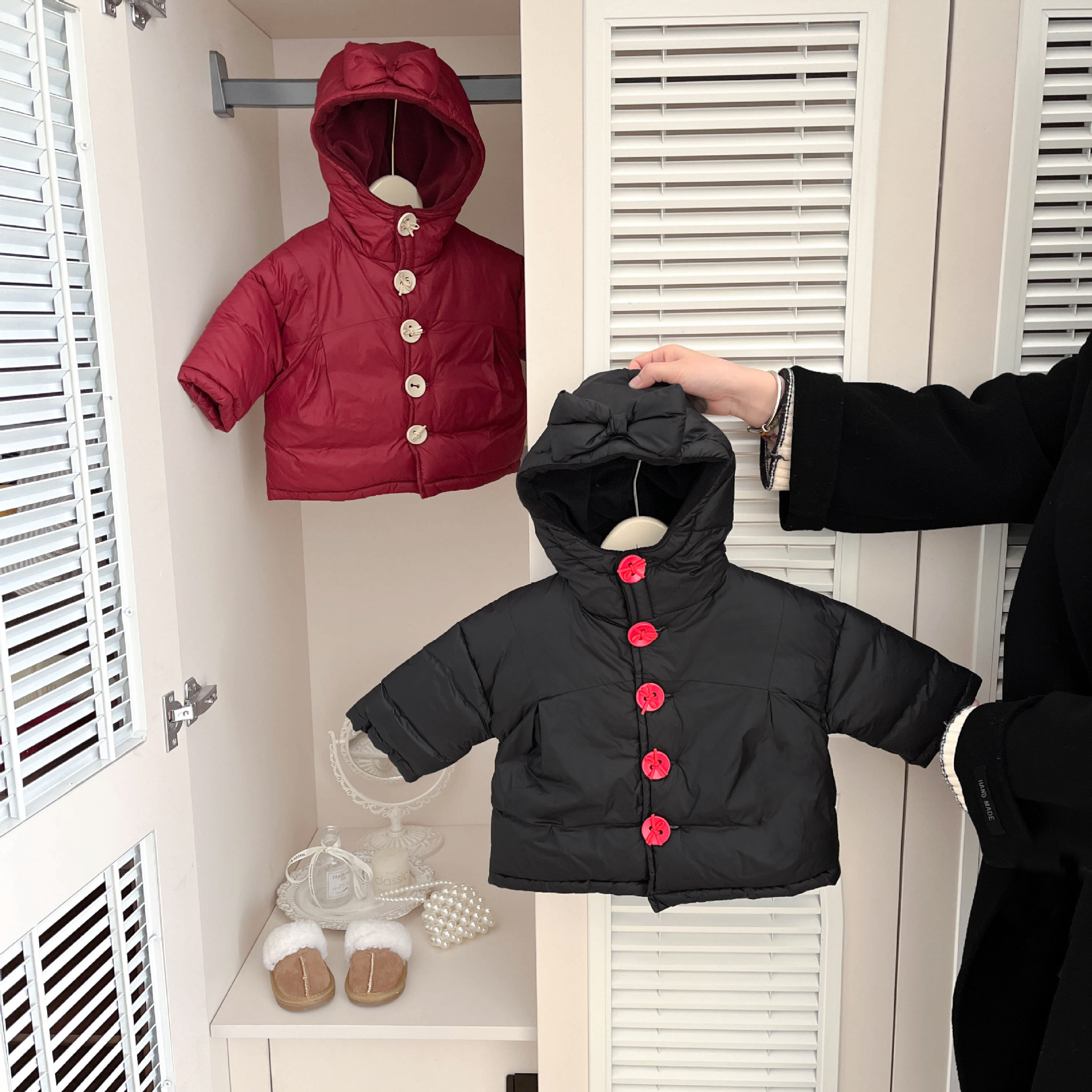 Bebé rojo de Año Nuevo, ropa de invierno para bebés, ropa de invierno para niños, ropa de algodón con capuchón de invierno