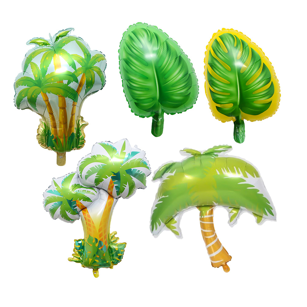 Coconut Tree Shaped Aluminum Foil Balloon Green Leaves Plant Aluminum Foil Balloon Hawaiian Party Decoration and Arrangement