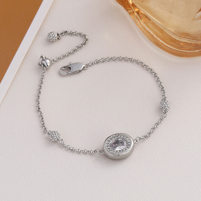 "Dream Moonlight Stone" Ultra Flash Zircon silver Disc Bracelet Affordable Luxury Exquisite All-match Cold Style High-end Feeling Bracelet