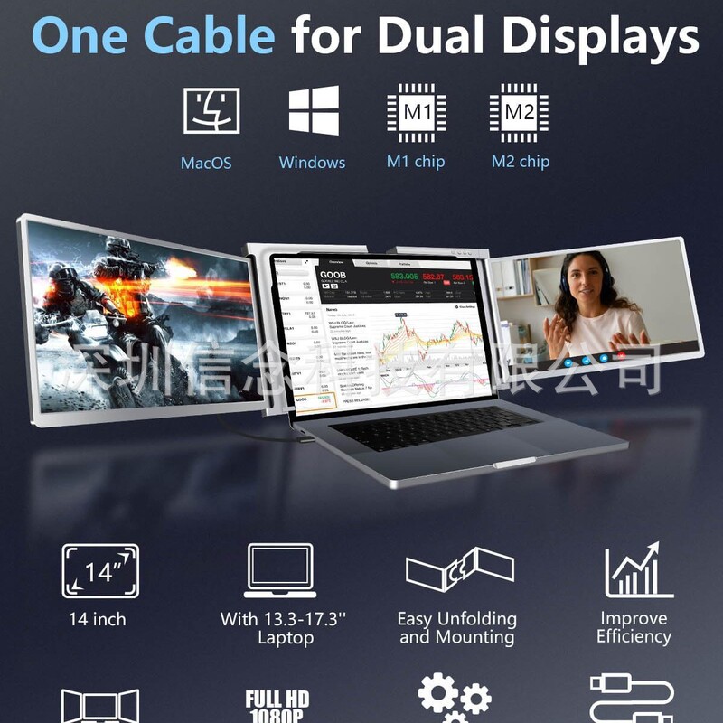 For Win-Mac Extended Screen - Dual Screen Monitor 13- 15-18.5inch Same-Screen Expansion Efficiency Tool