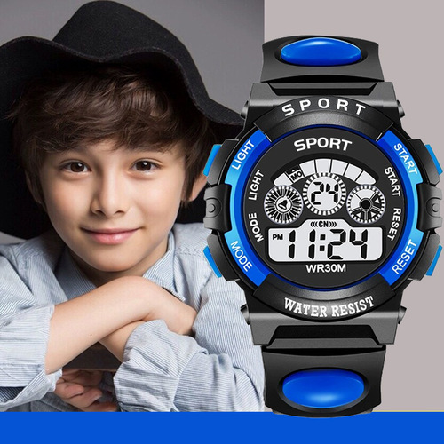 Cross-border children's digital electronic watch stylish men's waterproof night light sports multi-function alarm clock timing mechanical watch