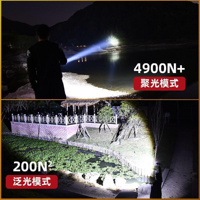 Cross-Border Laser Cannon Strong Light Flashlight with Digital Display, Hidden Charging, Waterproof, Telescopic Zoom Flashlight