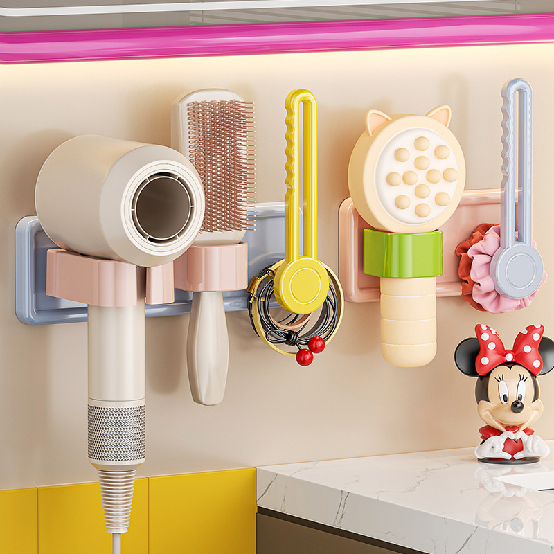多巴胺吹风机支架梳子收纳架浴室免打孔壁挂发绳发圈发饰置物挂架