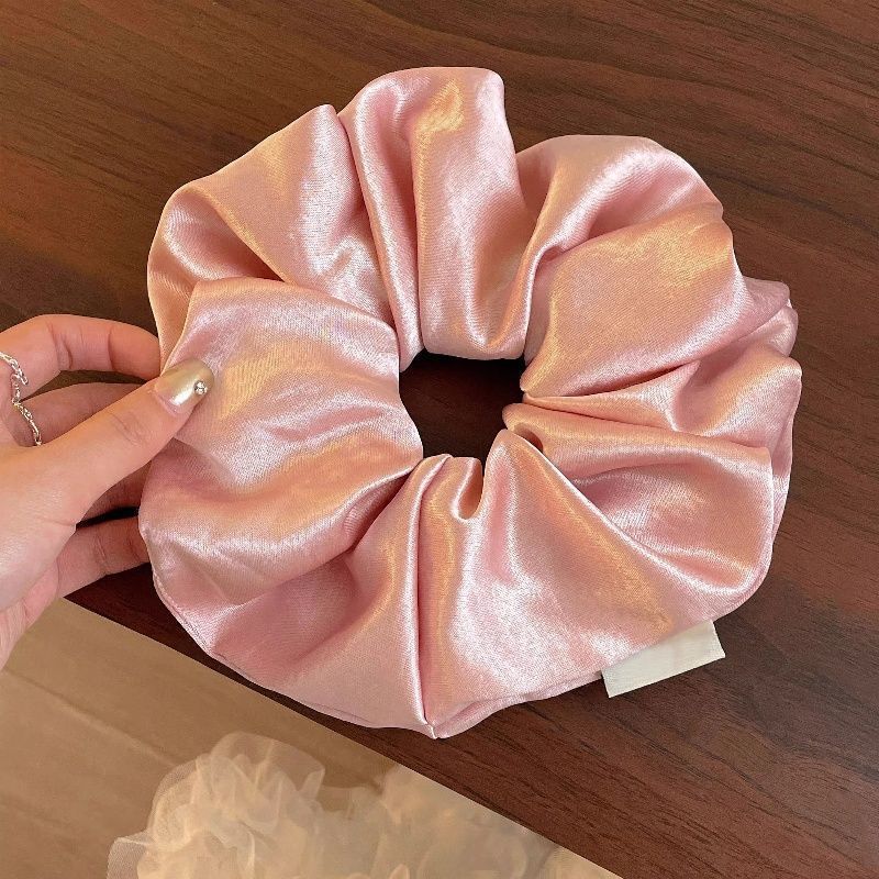 6 grandes anillos de pelo rosa