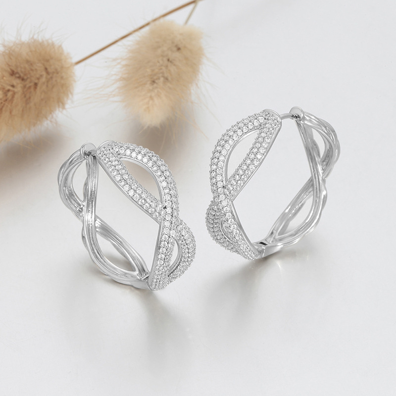 Xuping comercio exterior europeo y americano moda transfronteriza geométrica aretes de cobre aleación chapado blanco temperamento personalidad aretes de aretes al por mayor