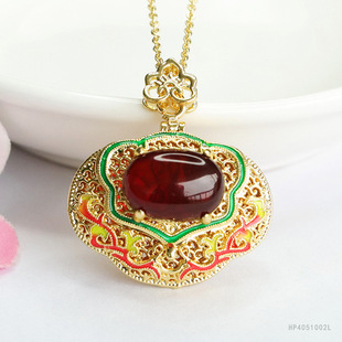 Yuyu Natural Amber Pendant Blood Pepper Ruyi Necklace Jewelry Factory Wholesale HP4051002L