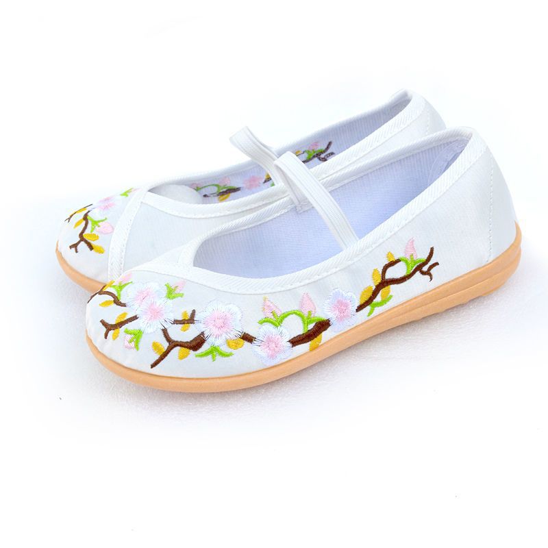 Hanfu Hats, Boys' Cloth Shoes, White Shoes, Chinese Style Embroidered Shoes, Girls' Dance Shoes, Performance Shoes, New Year Greeting Shoes