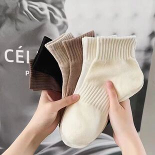 Socks men's and women's ankle socks black and white pure socks summer thin solid color deodorant sweat-absorbent summer sports ins fashion