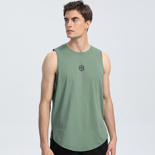 Men's Casual Printed Sports Vest | 100% Cotton Moisture-Wicking Basketball Top | Fitness Training Gear | Quick-Dry, Sleeveless Running Shirt
