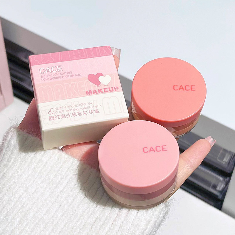 Cace blush resaltado caja de maquillaje de maquillaje natural desnudo maquillaje de maquillaje de maquillaje tierna placa de carmesí maquillaje