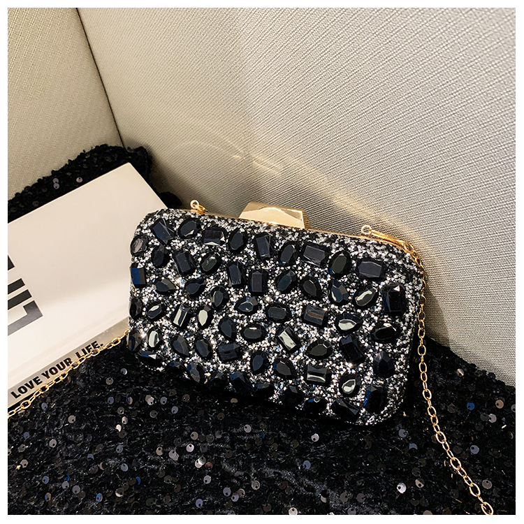 New cross-border full-diamond shiny bags, diamond-encrusted clutch bags, dinner bags, wedding banquet bags, party bags, small square bags and women's bags undefined