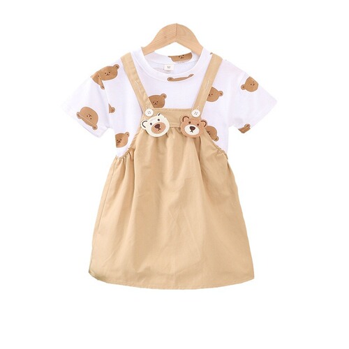 Foreign trade children's summer boys' and girls' overalls two-piece set 0-5 years old children's all-over printed crew neck short-sleeved suit