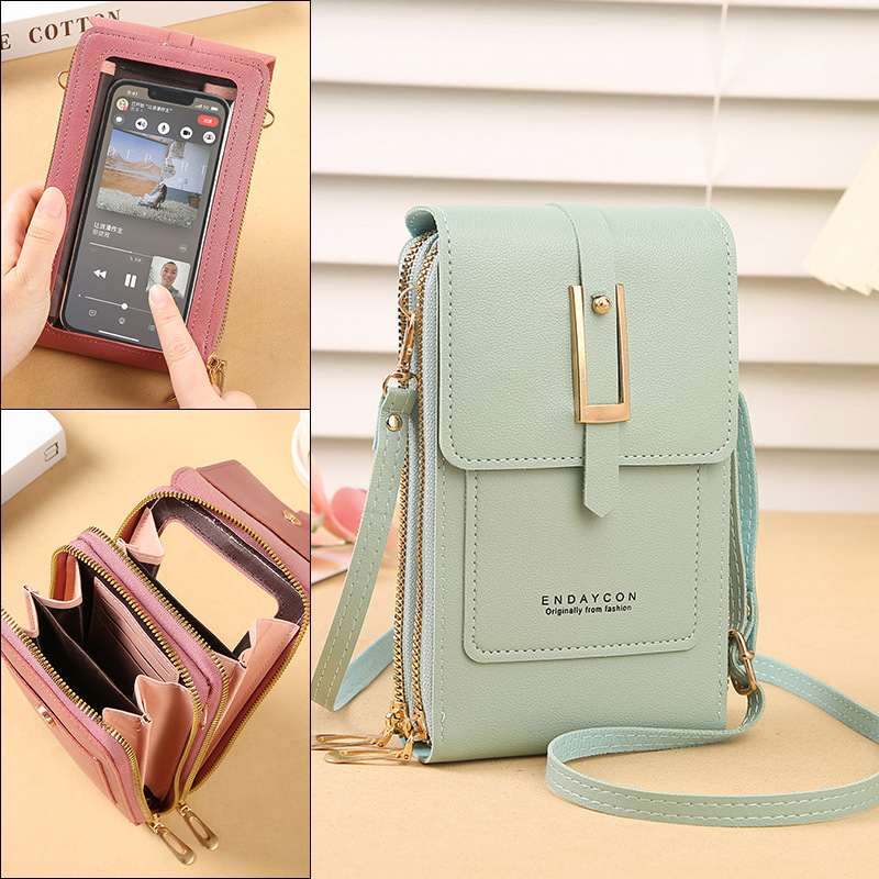 New Transparent Touch Screen Mobile Phone Bag Fashionable Simple Crossbody Small Bag Multifunctional Mobile Phone Women's Bag Coin Bag Vertical