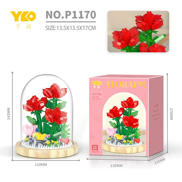 P1170 Spring Day Rose [Bring a transparent cover+wooden base]