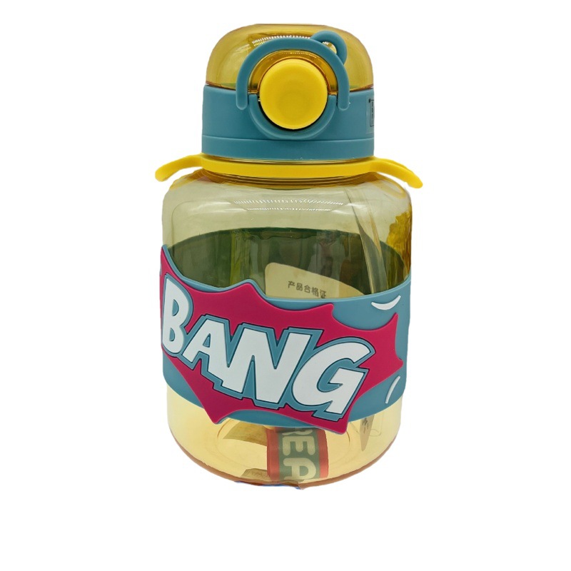 Carta de dibujos animados de Yichang taza de agua de gran capacidad 1100ml T correa de cubo de botella de agua de paja de alta apariencia taza de Estudiante