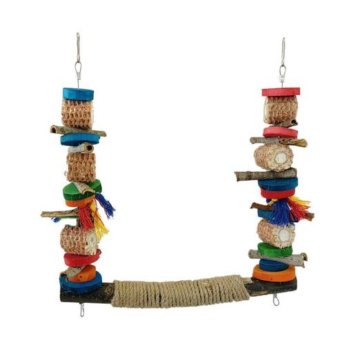 Xuanfeng Peony Parrot Toy Bird Supplies Gnawing and Grinding Mouth Big Swing Colorful Bite Stringing Twine Stand Pole Cross-border Hot Sale