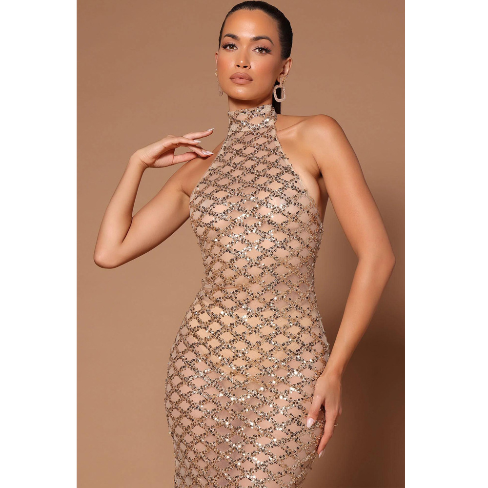 Abito da sera sexy con schiena scoperta e strass per donna_voghion.com