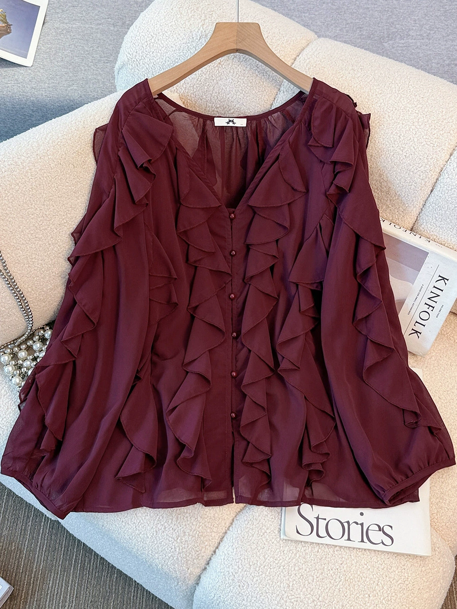 Модная дизайнерская осенняя футболка, плюс размер, тренд сезона, V-образный вырез