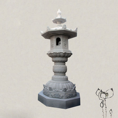 Fujian Marble stone carving Rock Lighthouse Villa courtyard Decoration solar energy Stone lantern style