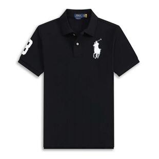 Foreign Trade RL Summer Polo Shirt for Men, Pure Cotton, Embroidered Pony, Turn-down Collar, Short Sleeve, Summer Casual Business Men's Polo Shirt