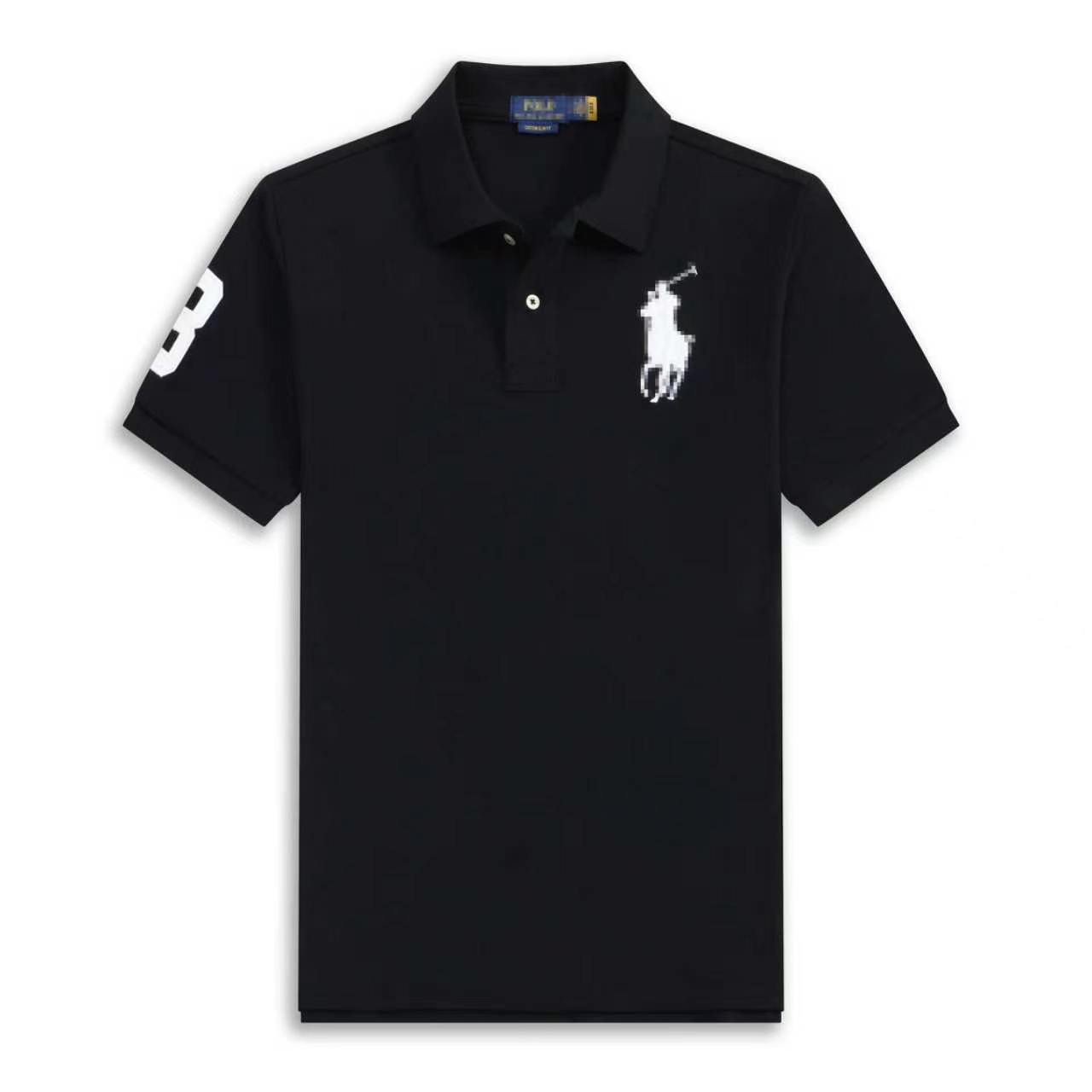 Foreign Trade RL Summer Polo Shirt for Men, Pure Cotton, Embroidered Pony, Turn-down Collar, Short Sleeve, Summer Casual Business Men's Polo Shirt