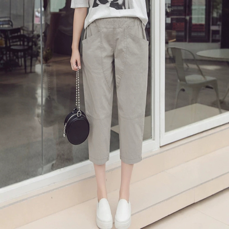 Cotton and Linen Women's Pants, Summer Thin Style, Petite Cropped Pants, Versatile, Slimming, High-Waisted, Casual, High-Waisted Harem Pants