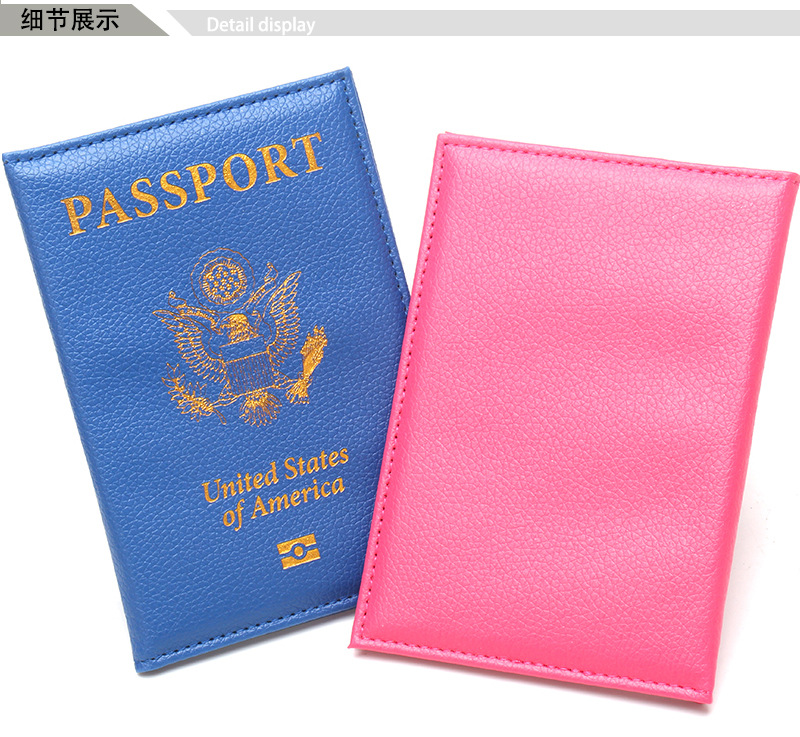 Slim US passport holder, leather, portable, lychee texture, travel