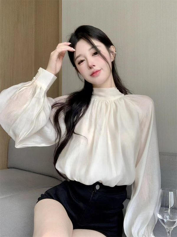 法式气质绑带蝴蝶结长袖衬衫女设计感小众别致衬衣上衣春秋季新款|undefined