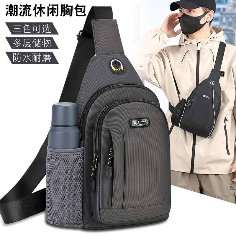 Cross-border Chest Bag Men's High-end Shoulder Bag Water-repellent Outdoor Sports Bag Fashionable Small Backpack Cross-border Chest Bag Men's High-end Shoulder Bag Water-repellent Outdoor Sports Bag Fashionable Small Backpack