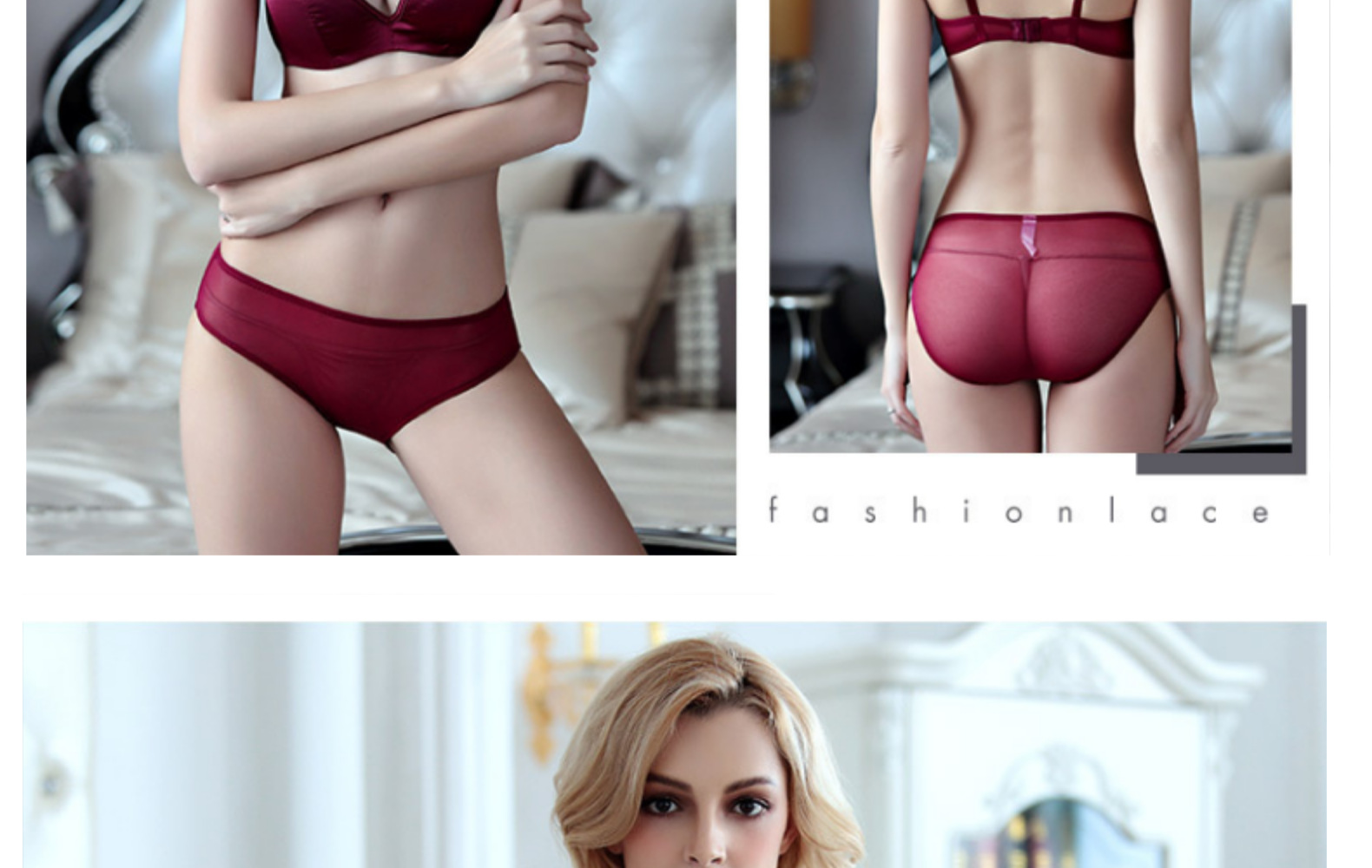 Sexy Lace Women's Thin Cotton Half Cup Top Support Gathering Underwear Bra Set_voghion.com