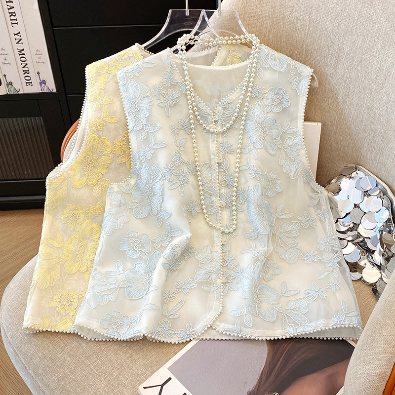 New Chinese-Style Vest for Women, Retro Tang Suit Vest, Thin Heavy-Duty National Style Embroidered Vest, Summer