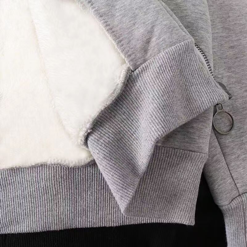 Fleece hoodie met rits voor koppels herfst en winter_voghion.com
