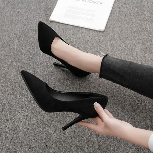 Women's Black Professional Work Shoes, Comfortable for Long Standing, High Heels for Office and Interviews, Elegant Style, Fine Heel, Genuine Zheng Zhi Chen