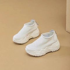 夏用女性用インナー高さサンダル、多用途中空通気性穴あき怠惰な片足厚底薄型お父さん靴