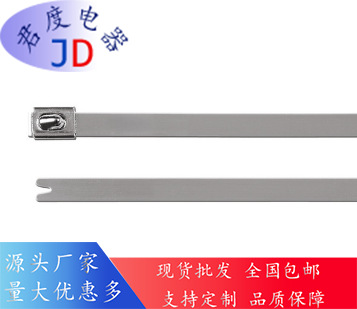JD带球锁的无锯齿不锈钢电缆扎带111-01944 | MBT8S-SS316-ML