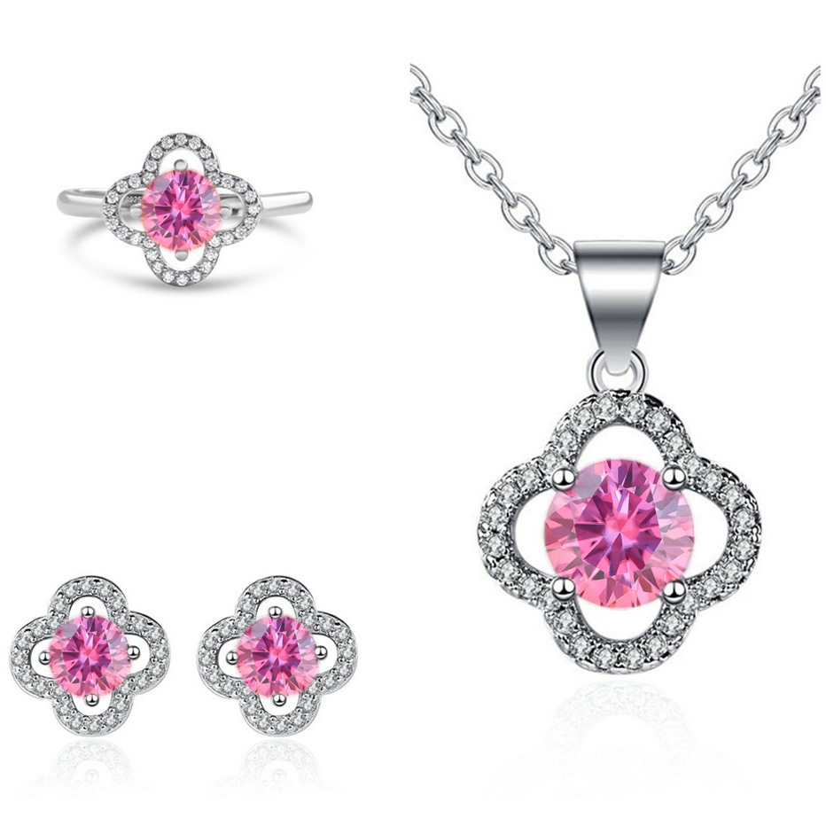 Moissanite tetrahedral pendientes de plata esterlina S925 pendientes collar conjunto de anillo con certificado GRA especialización transfronteriza